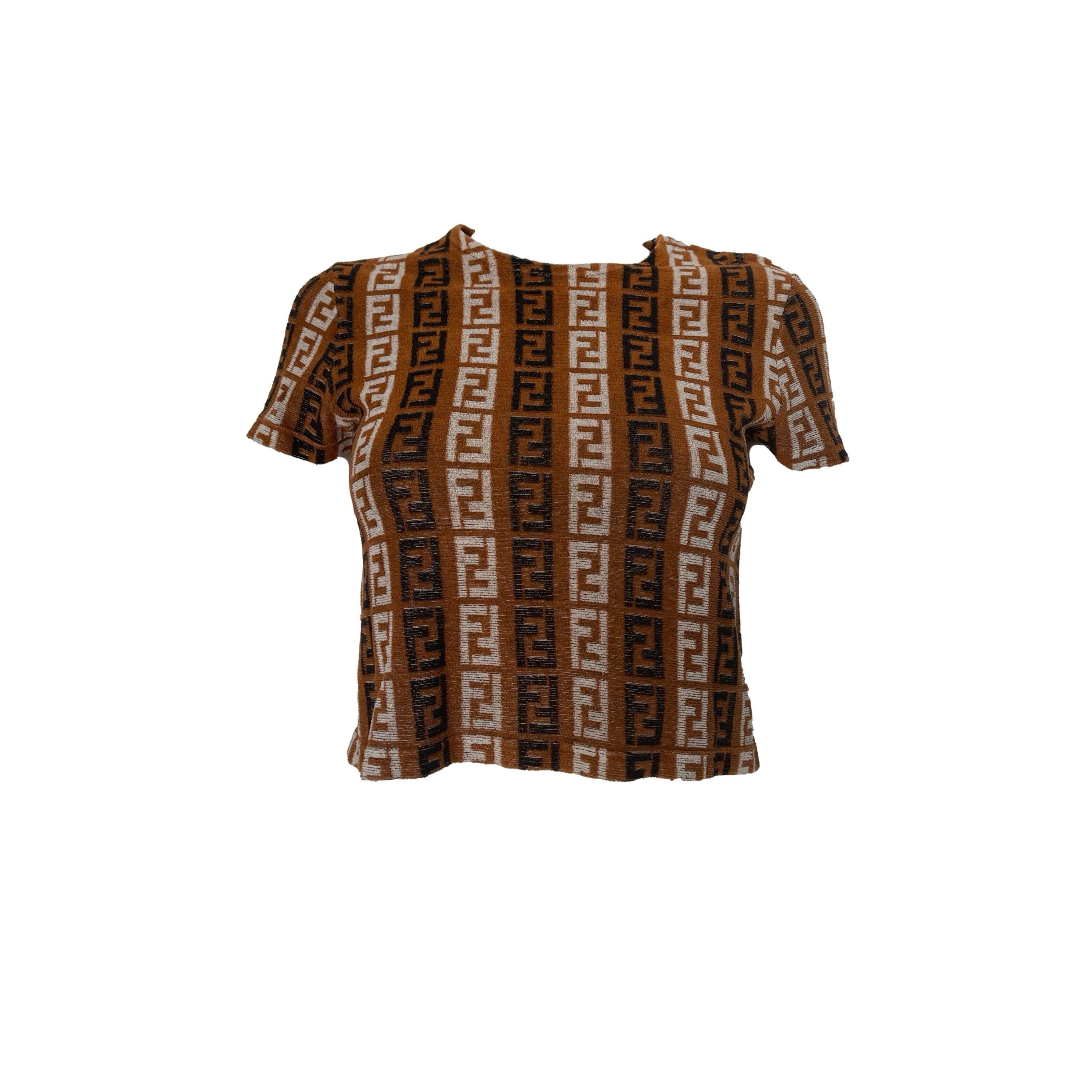 Treasures of NYC - Fendi Brown Monogram Terrycloth Crop Top
