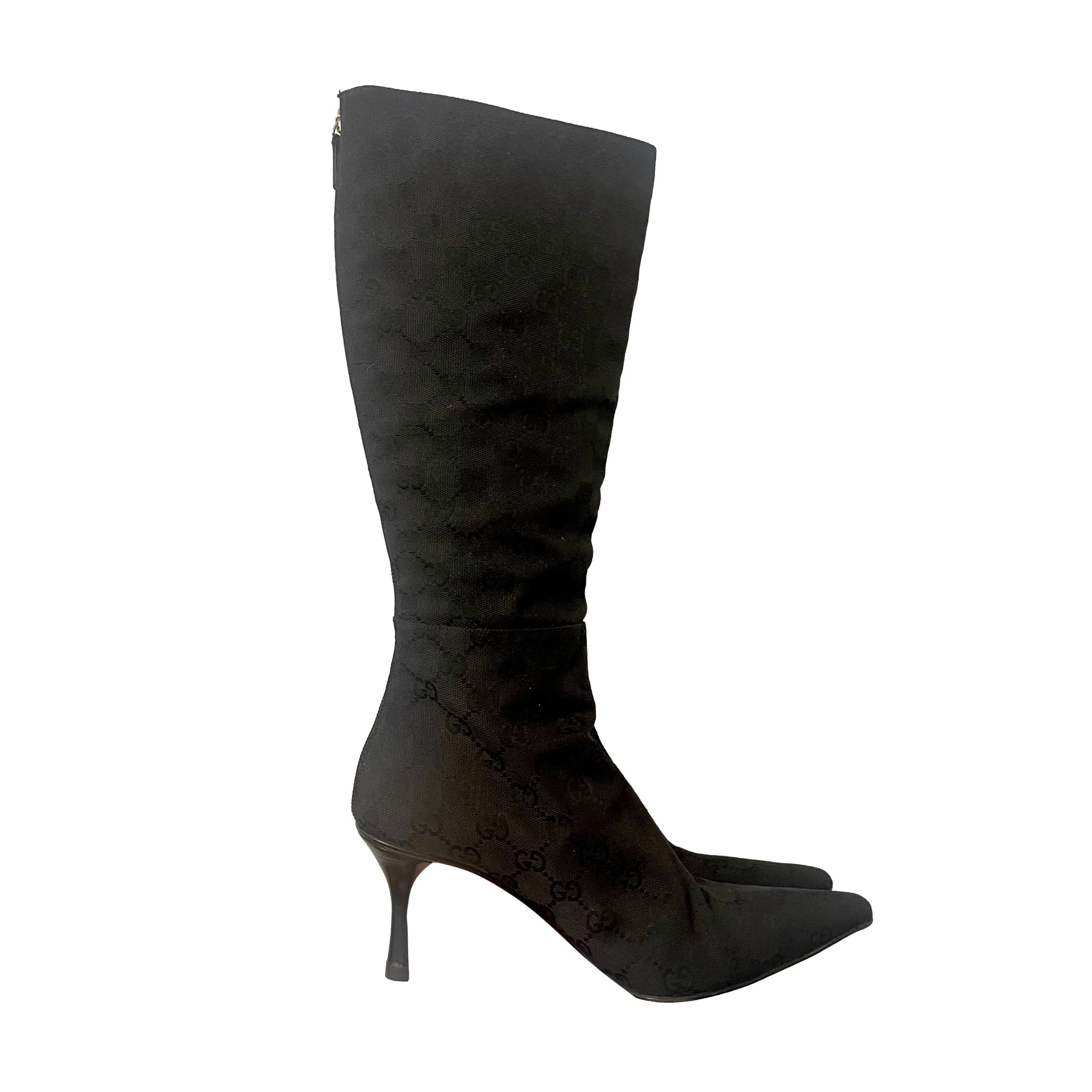 Gucci Black Monogram Knee High Boots – Dina C's Fab and Funky Consignment  Boutique