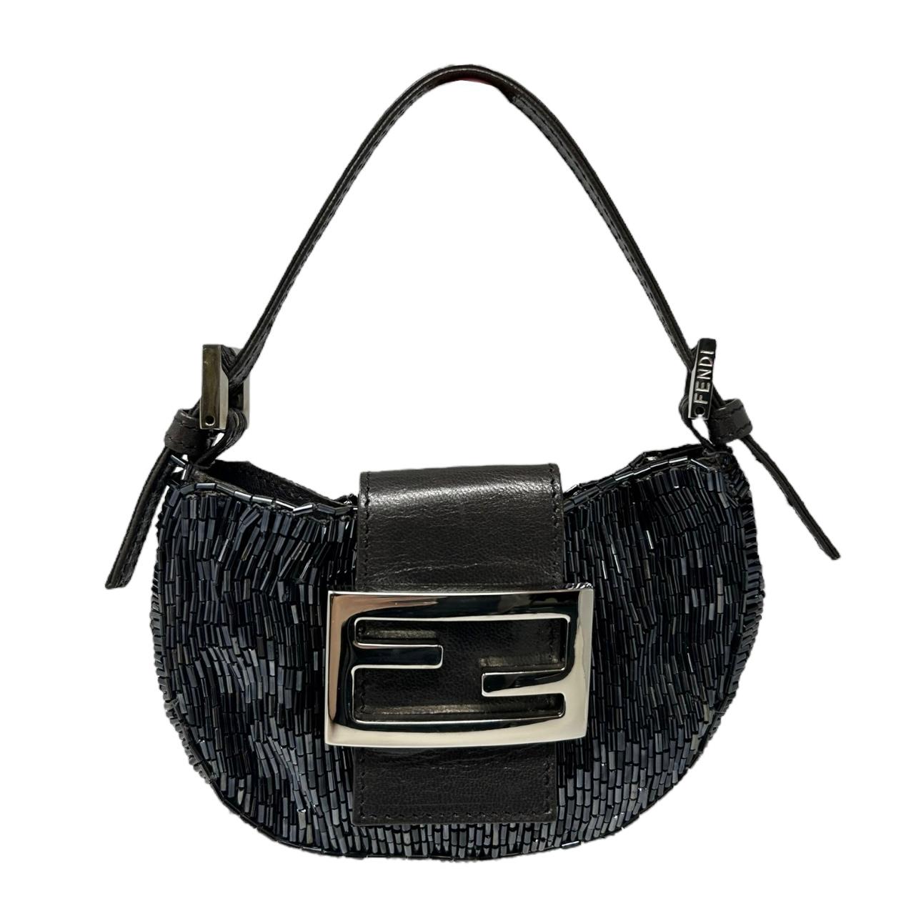 Fendi Black Beaded Croissant Bag