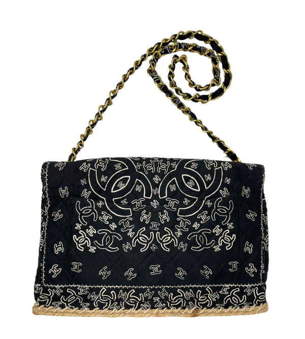 Chanel Black Jumbo Bandana Flap Bag