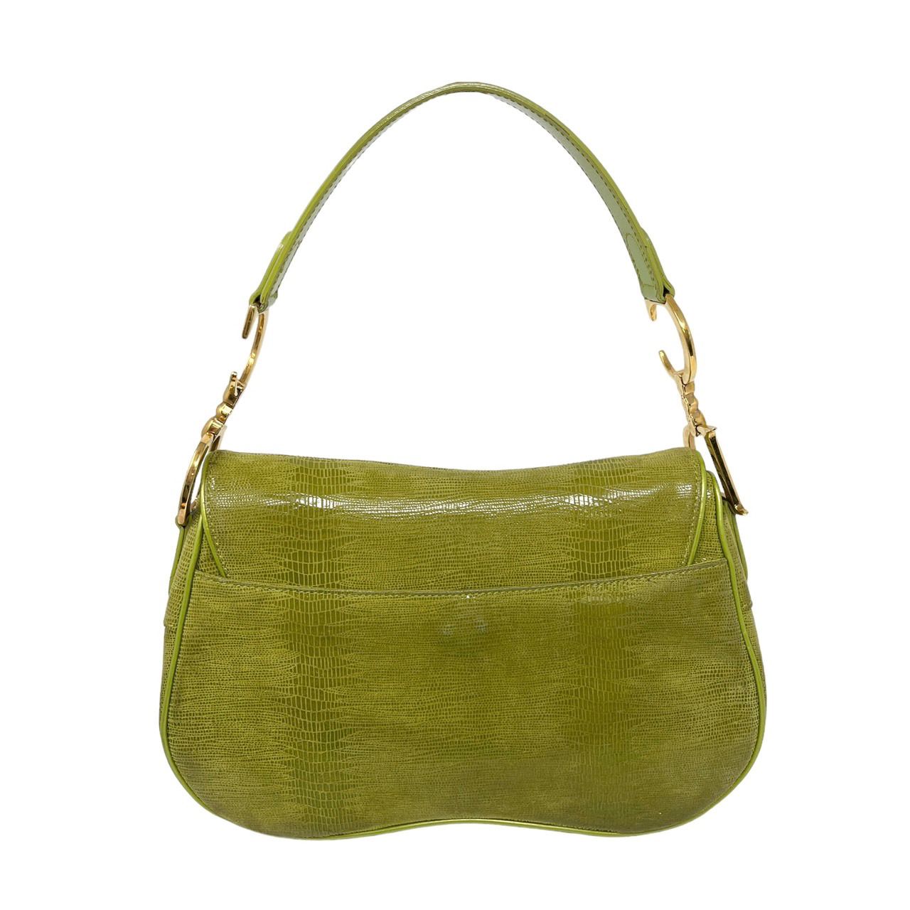 Dior Green Lizard Double Saddle Bag