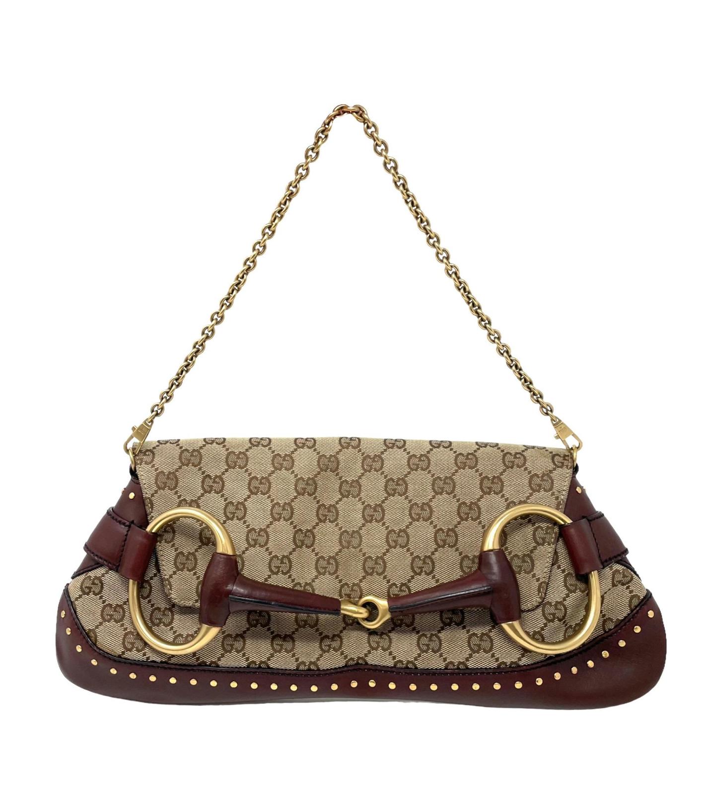 Gucci Brown Horsebit Chain Shoulder Bag