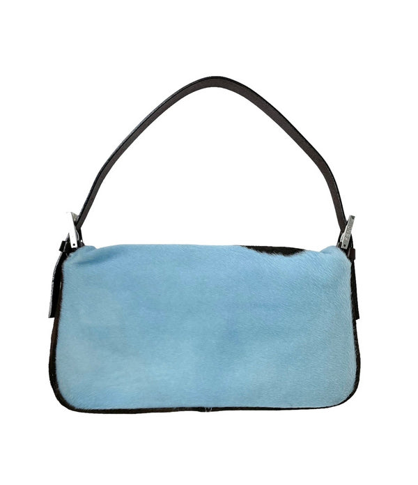 Fendi Blue Cow Print Baguette