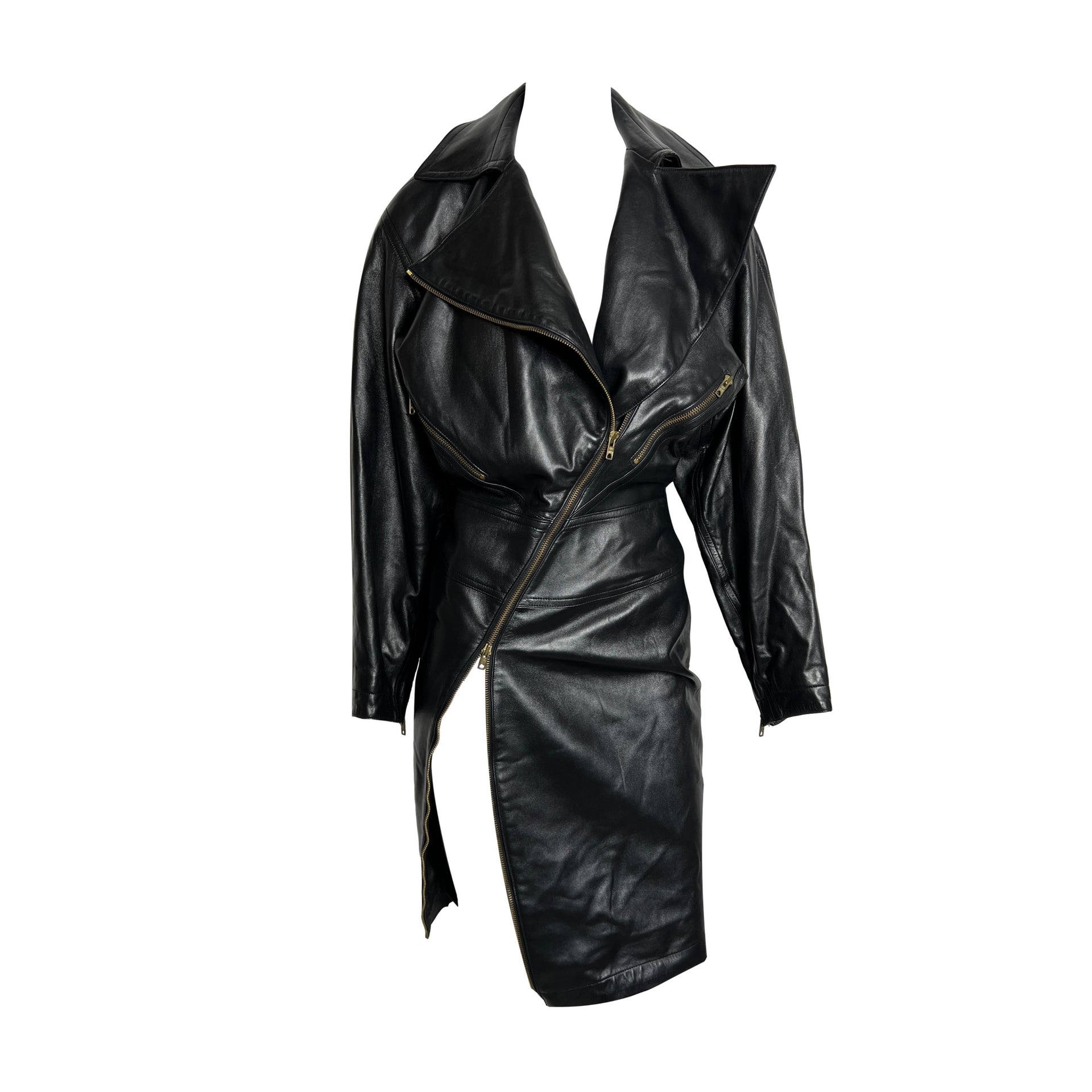 Alaia Black Leather Motorcycle Zipper Dress Treasures of NYC Alaia Black Leather Motorcycle Zipper Dress Treasures of NYC