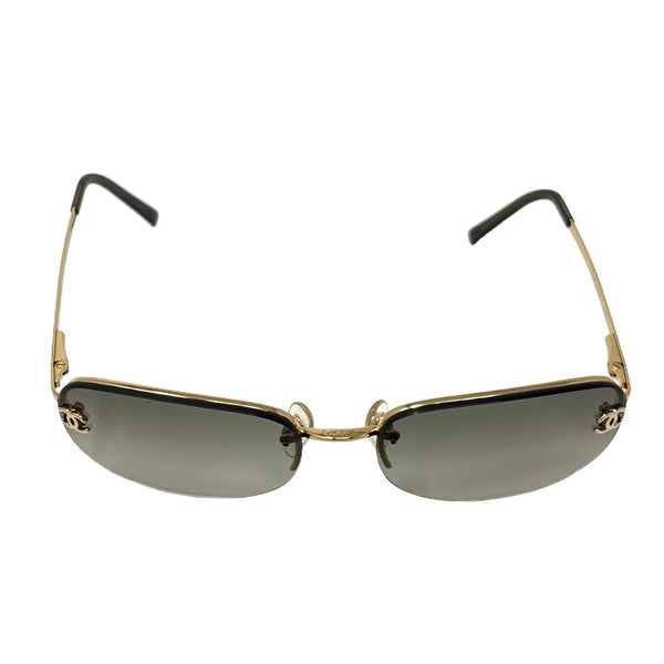 Chanel Black Logo Rimless Sunglasses