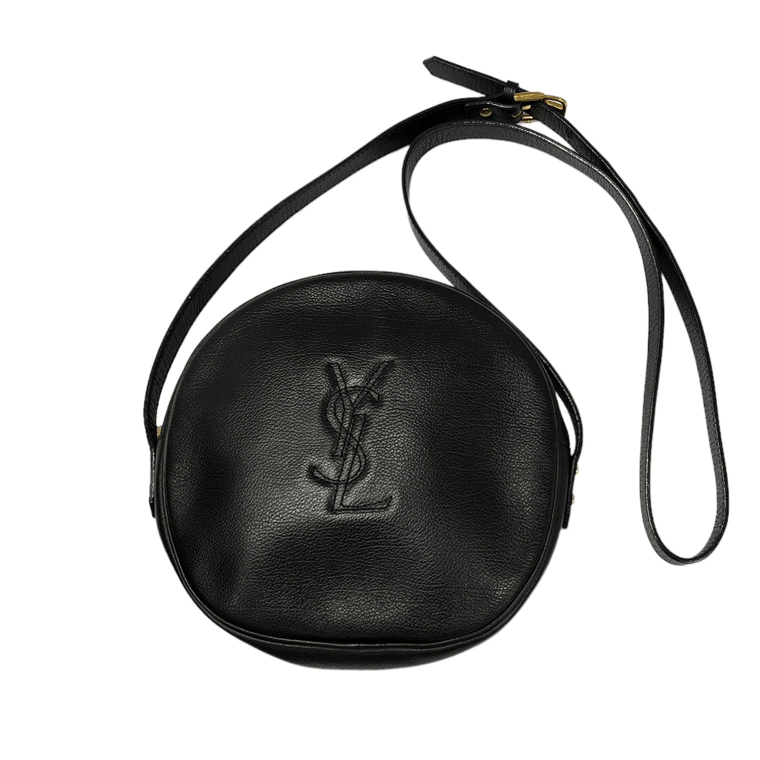 YSL Black Logo Round Crossbody