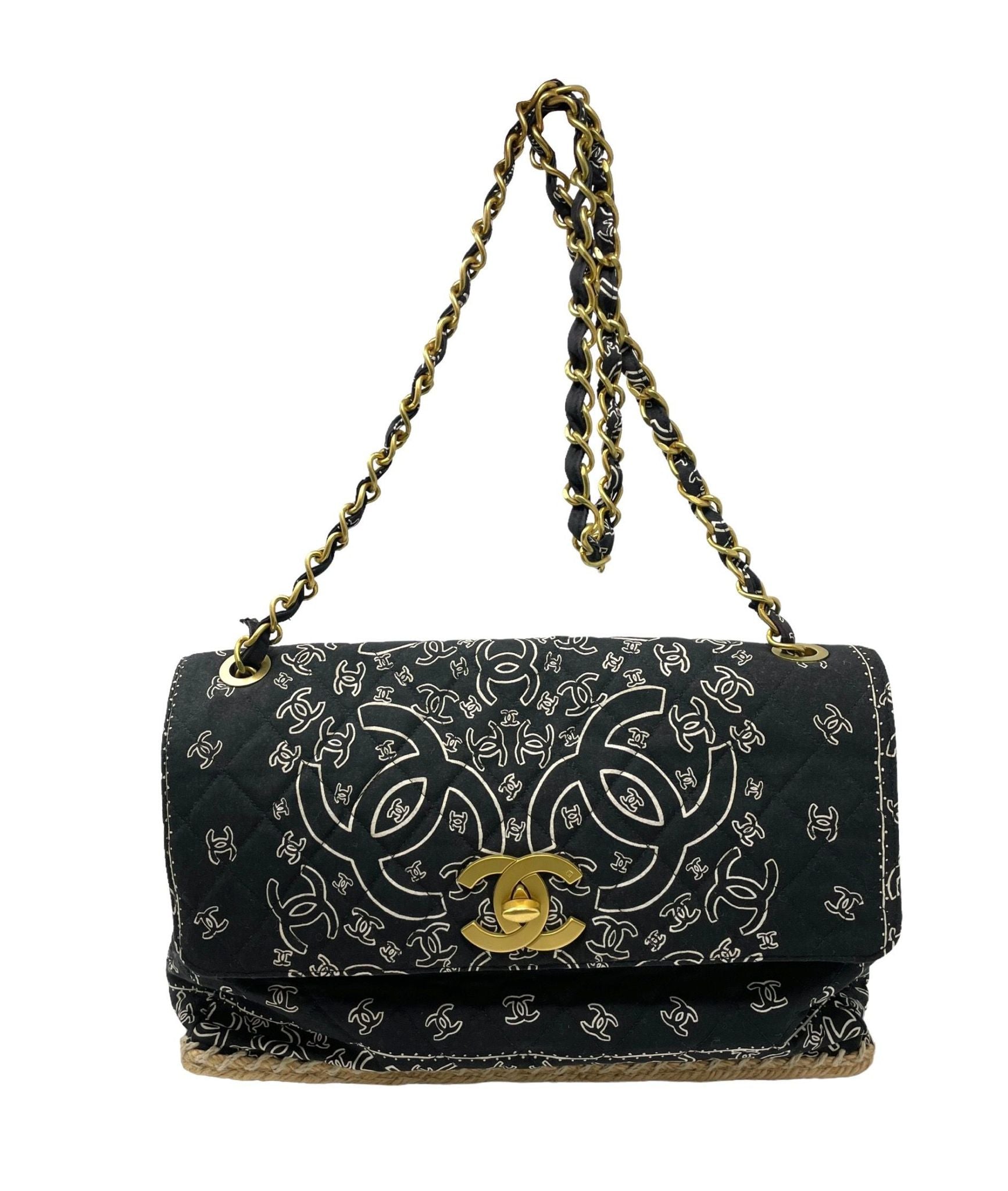 Chanel Black Jumbo Bandana Flap Bag