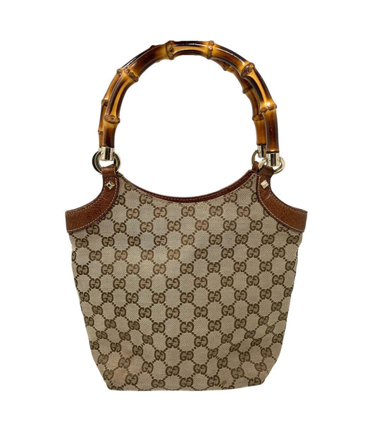 Gucci Brown Monogram Bamboo Shoulder Bag