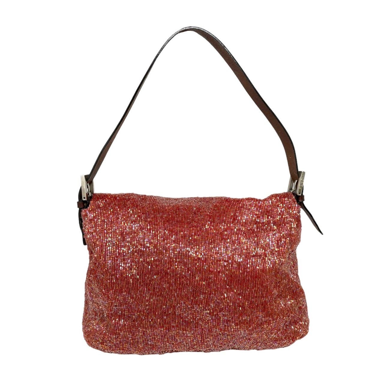Fendi Red Beaded Mamma Baguette Bag