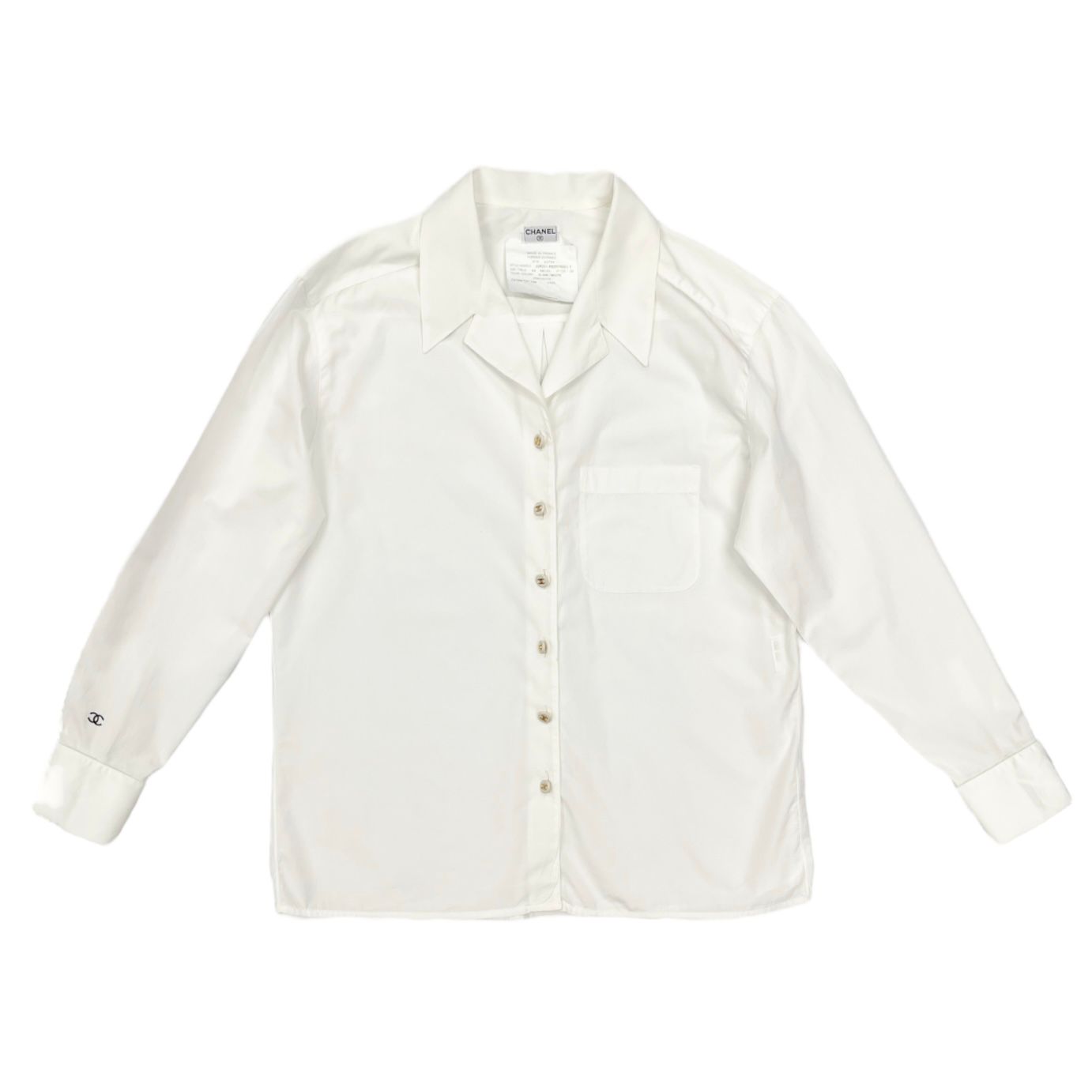 Chanel White Logo Button Down