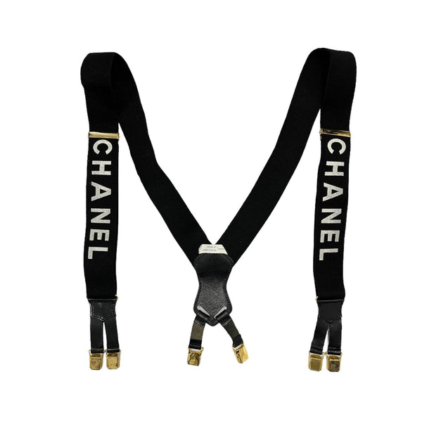 Chanel Black Logo Suspenders