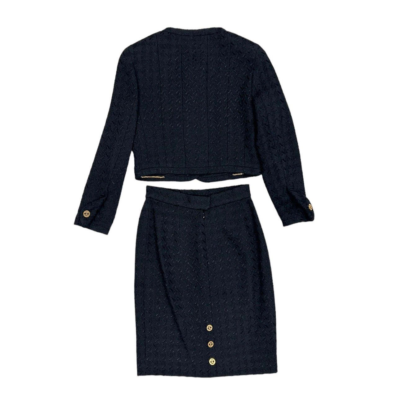 Chanel Navy Cropped Skirt Set