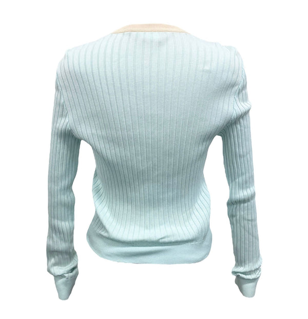 Chanel Baby Blue Ribbed Cardigan