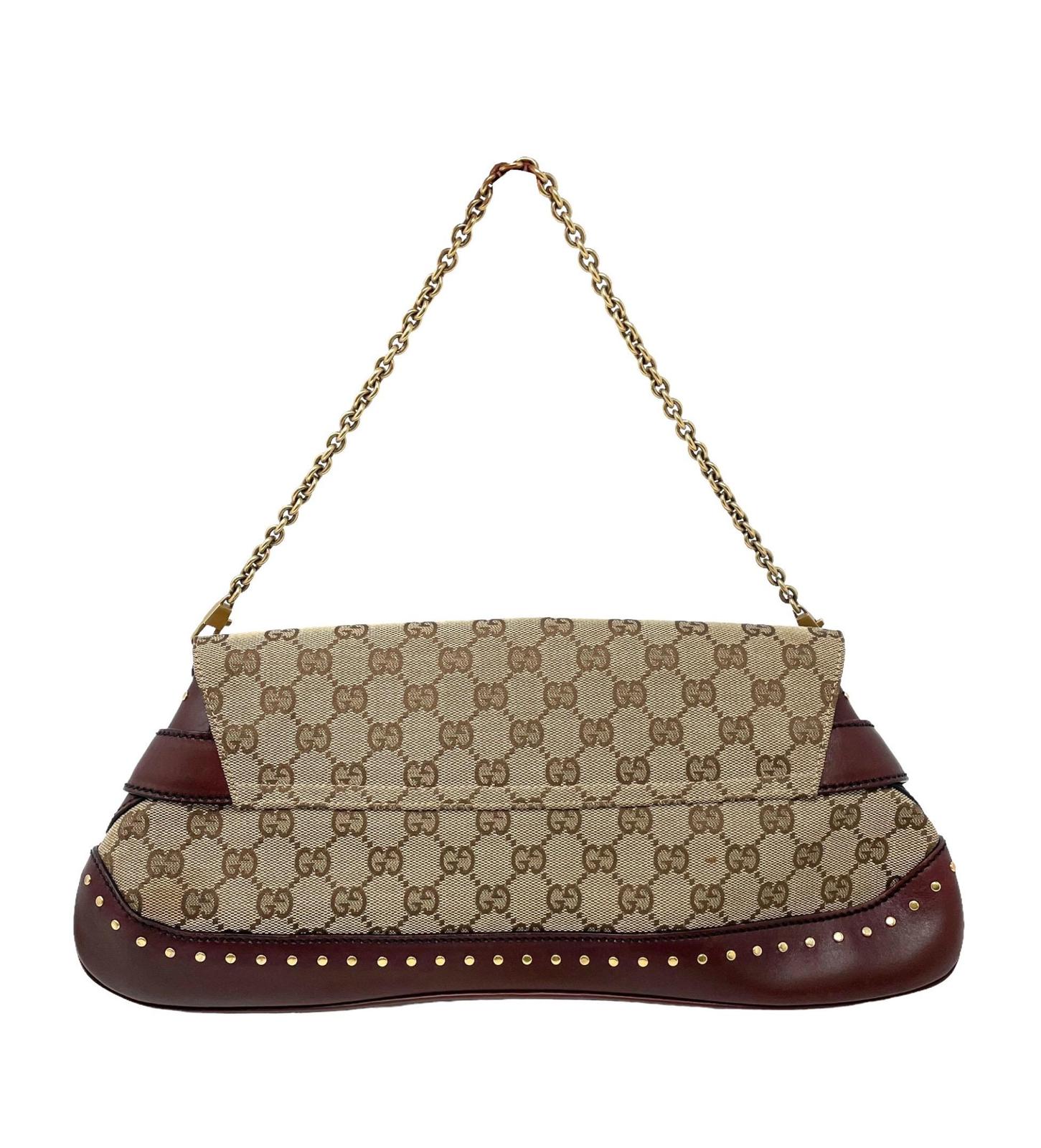 Gucci Brown Horsebit Chain Shoulder Bag