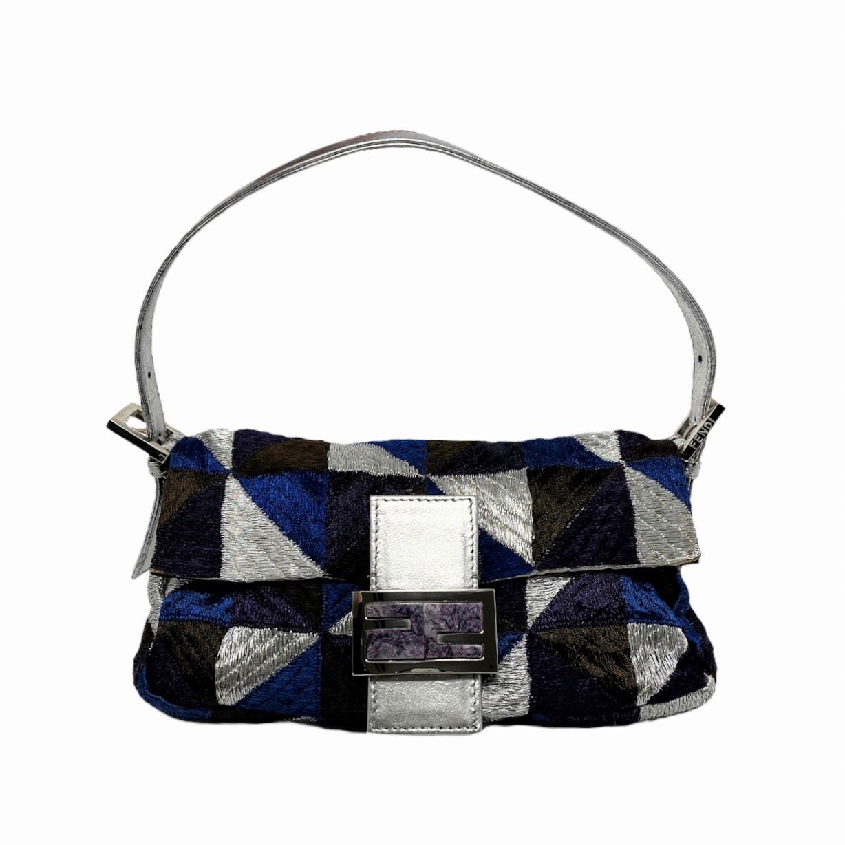 Fendi Blue Patchwork Baguette