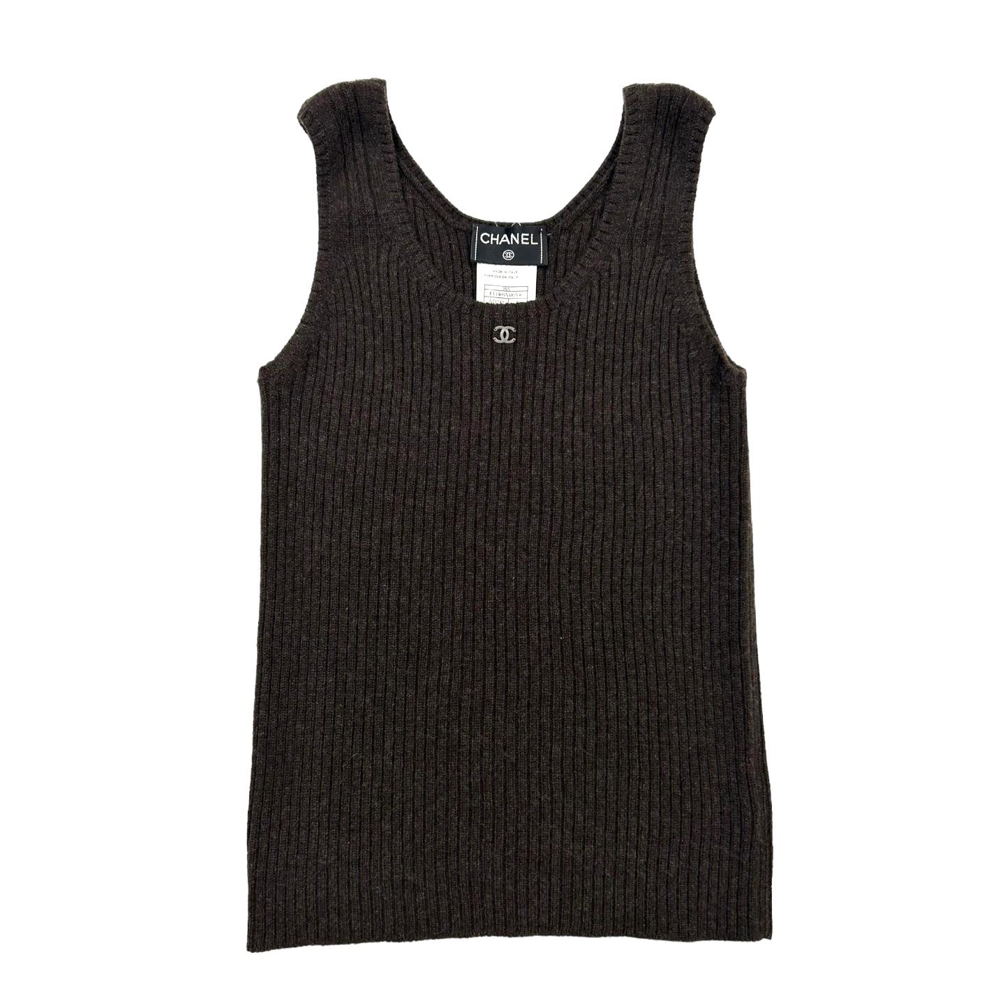 Chanel Brown Cashmere Logo Tank