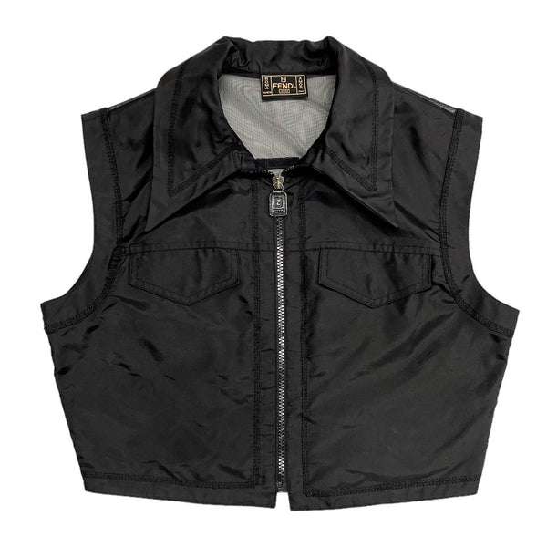 Fendi Black Sheer Logo Vest