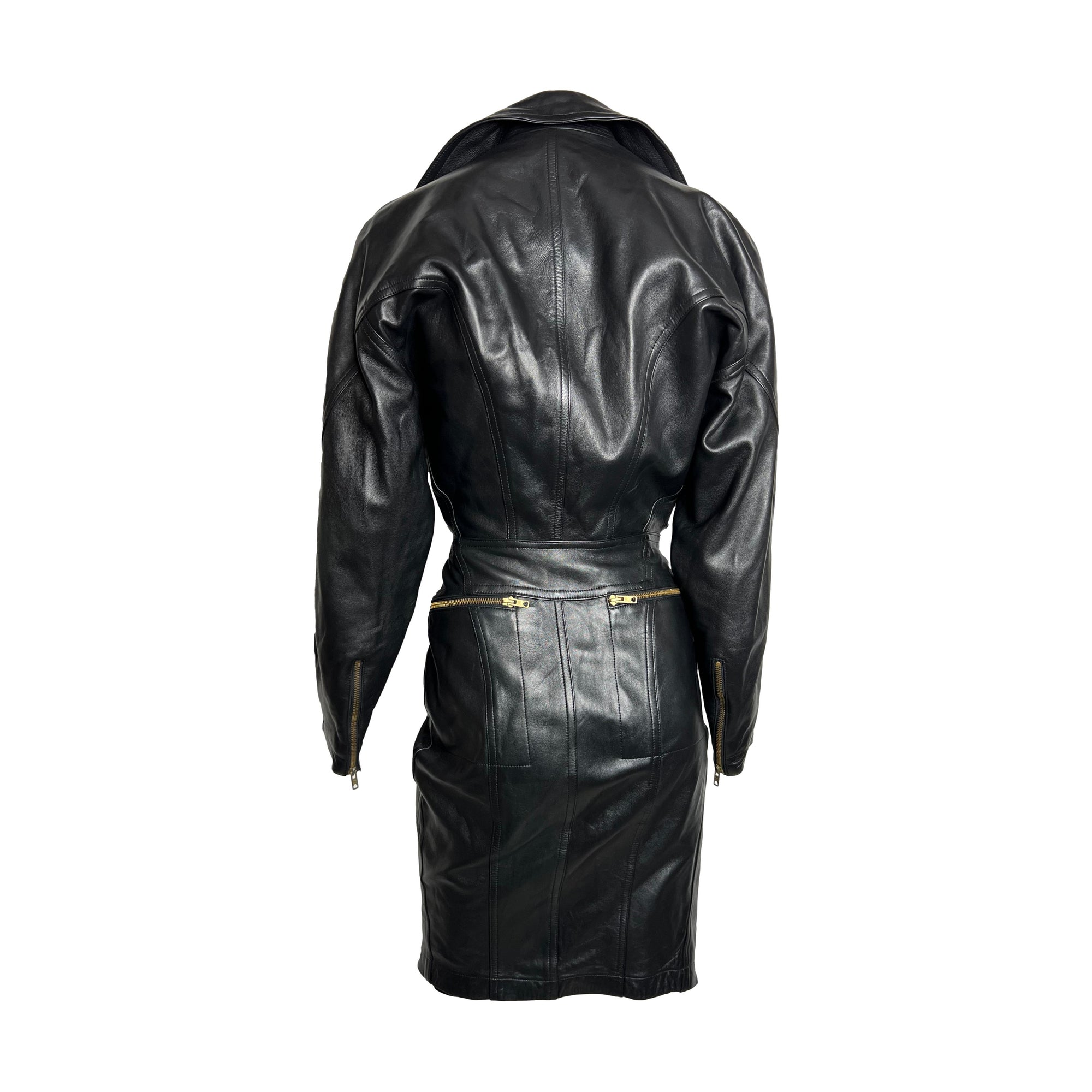Alaia Black Leather Motorcycle Zipper Dress Treasures of NYC Alaia Black Leather Motorcycle Zipper Dress Treasures of NYC