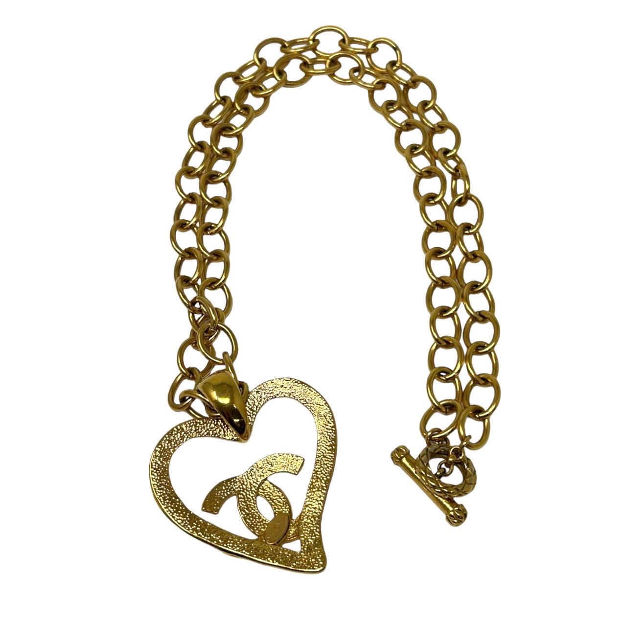 Chanel Jumbo Gold Heart Logo Chain