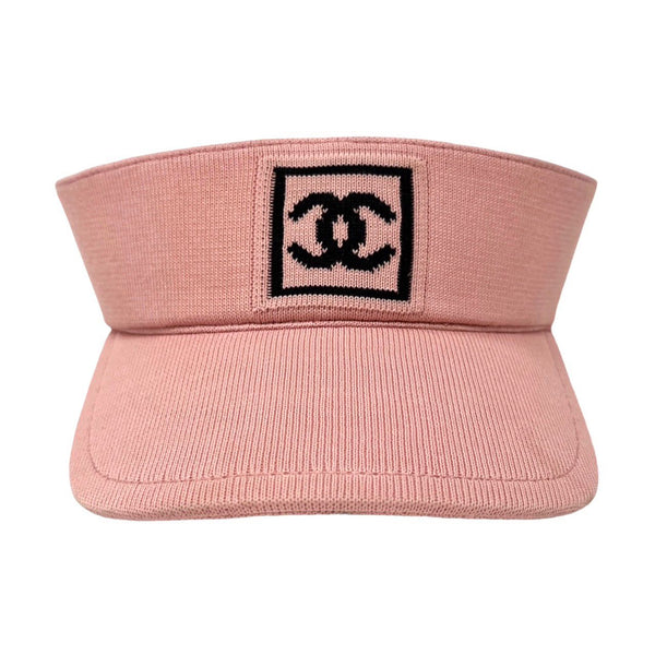 Chanel Pink Knit Logo Visor