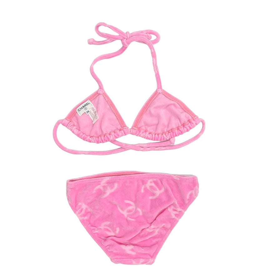Treasures of NYC - Chanel Pink Velour Logo Bikini