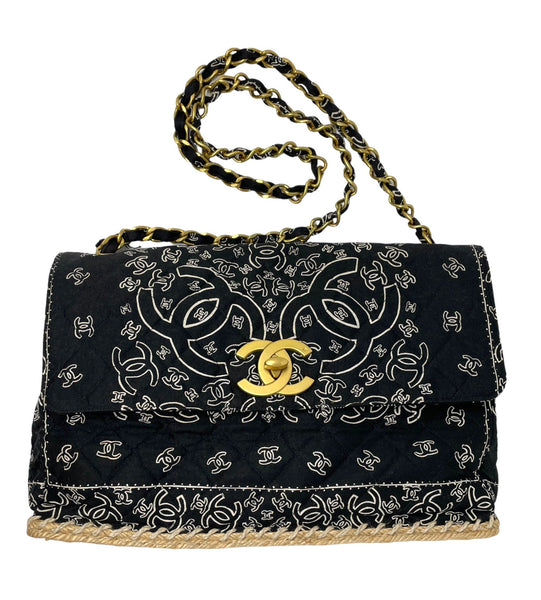 Chanel Black Jumbo Bandana Flap Bag