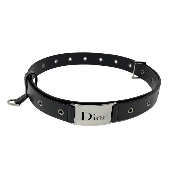 Dior Black Logo Grommet Belt