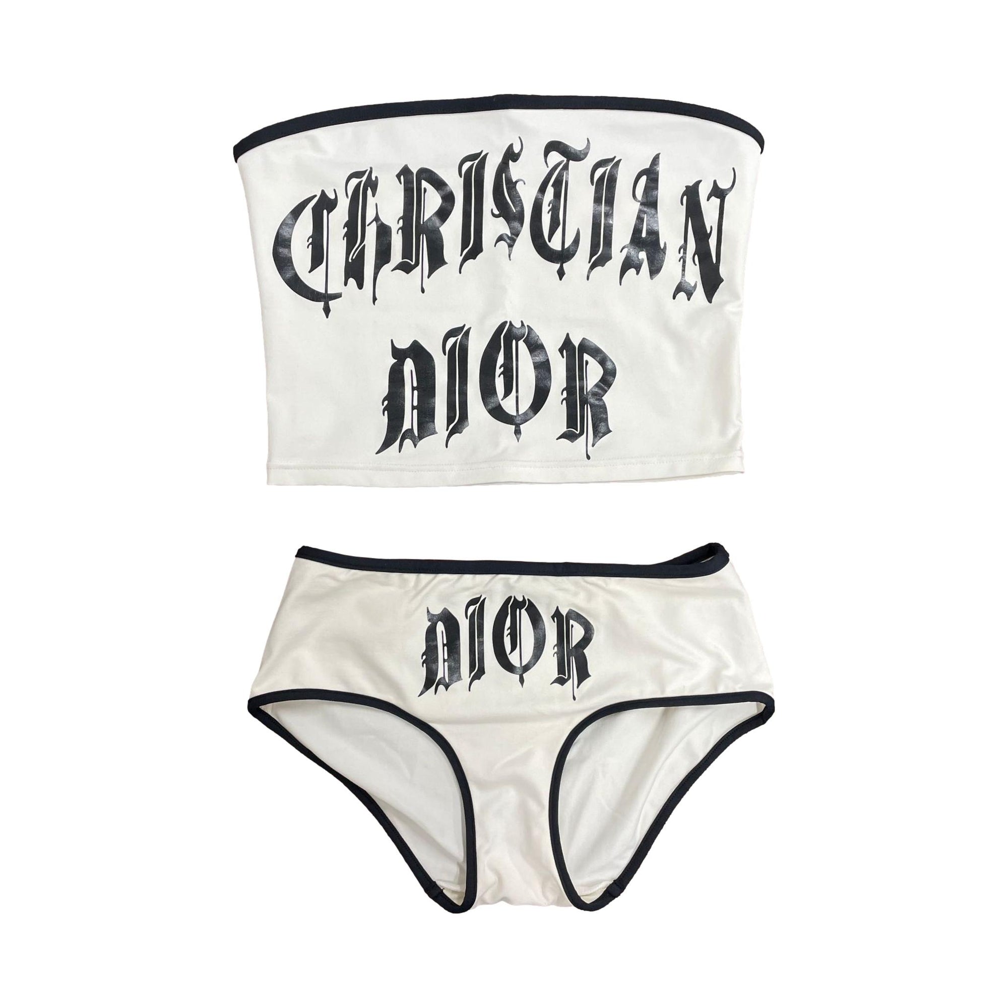 Dior White Gothic Logo Two Piece