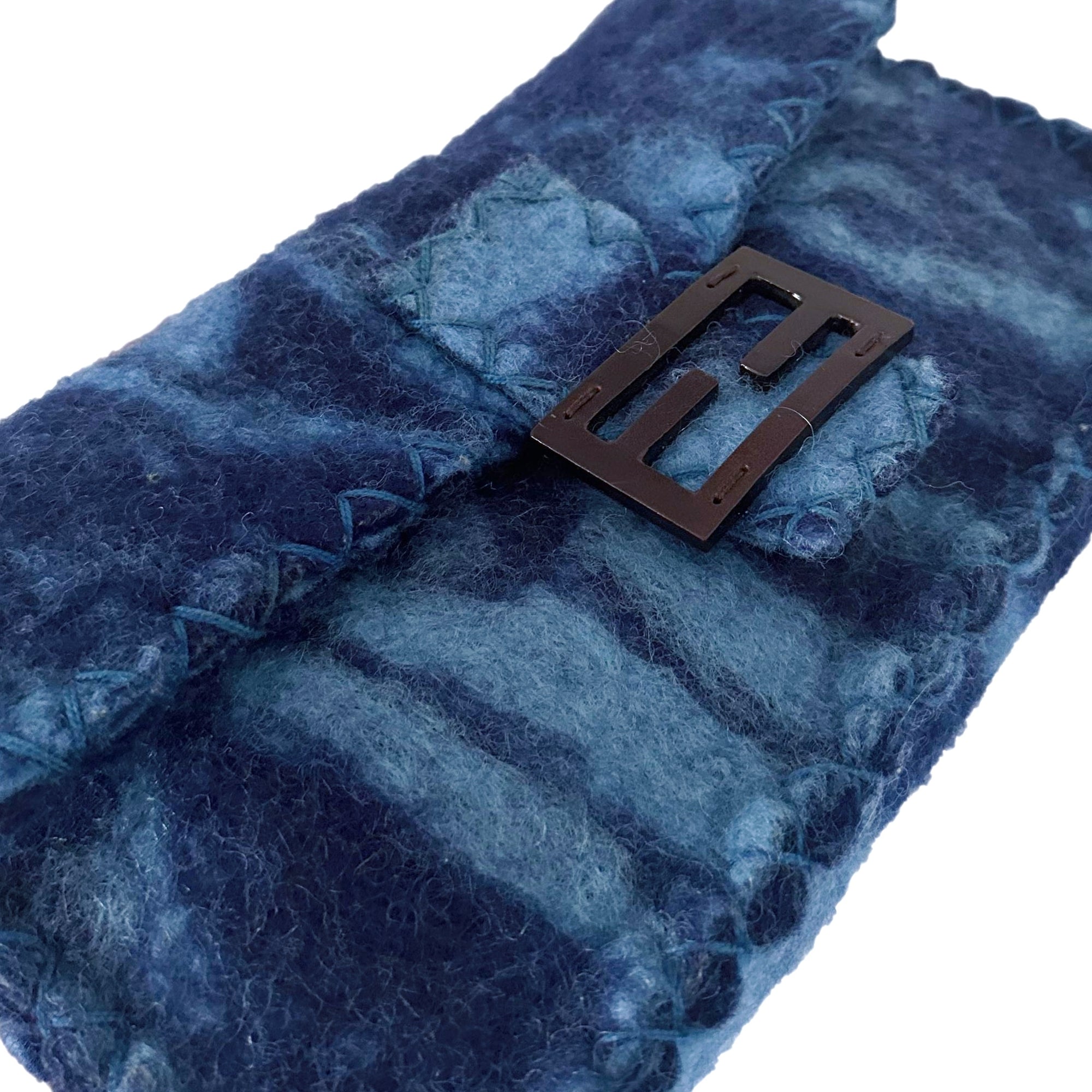 Fendi Blue Wool Baguette Bag