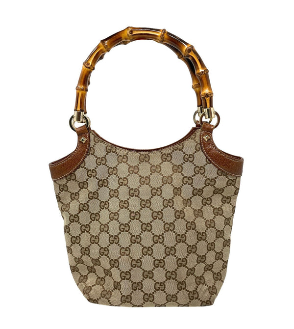 Gucci Brown Monogram Bamboo Shoulder Bag