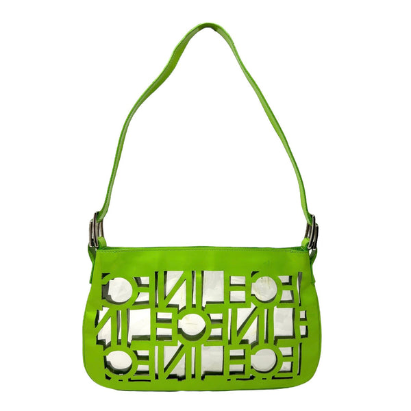 Celine Green Cut Out Logo Shoulder Bag