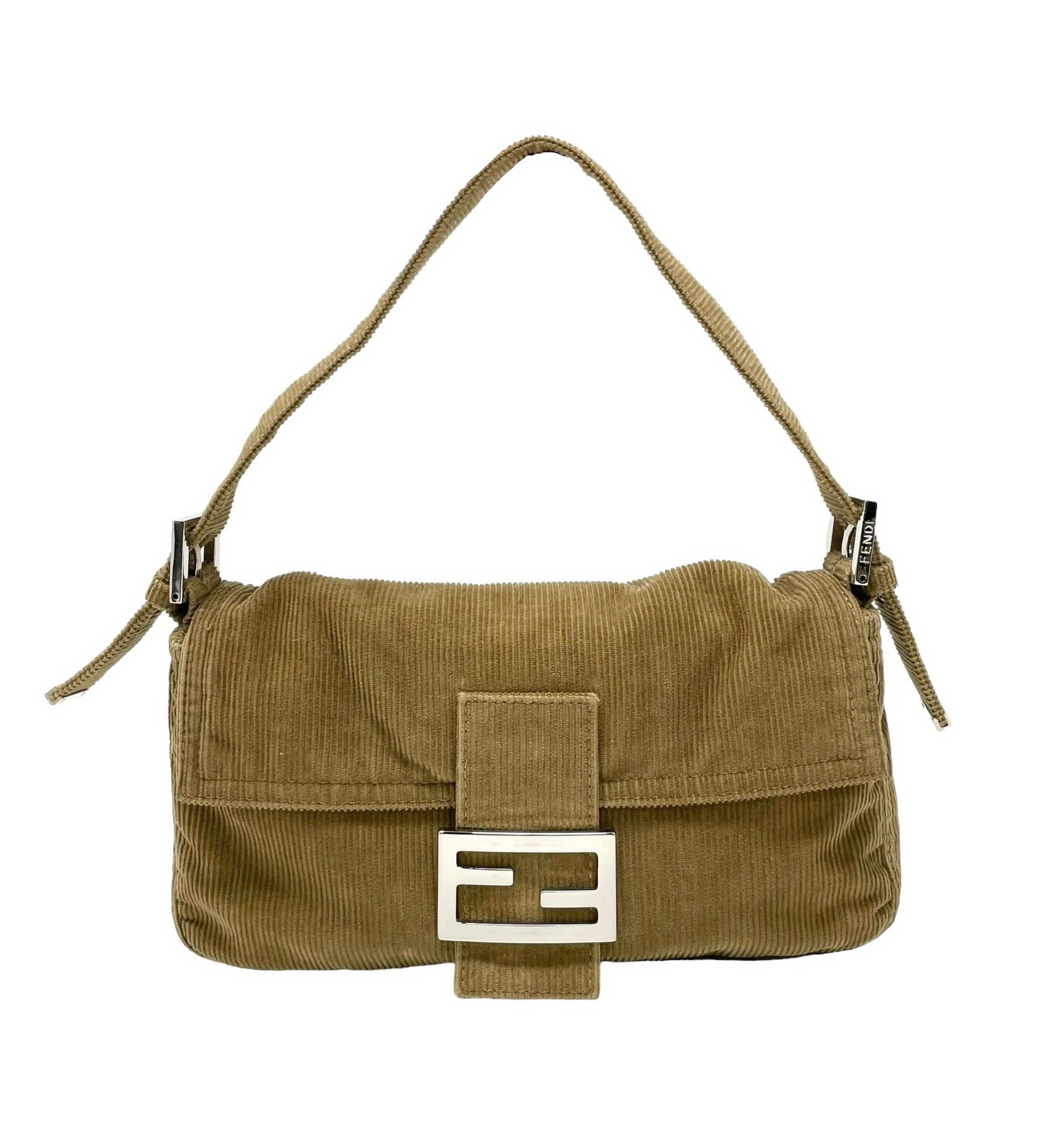 Fendi Tan Corduroy Baguette Bag