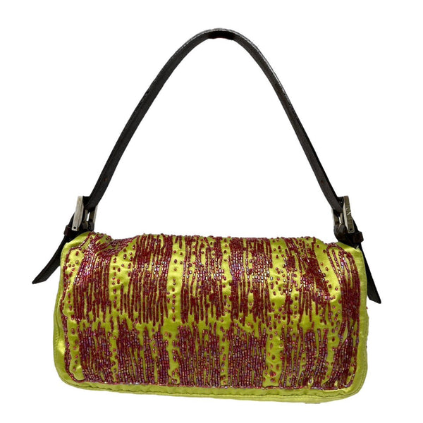 Fendi Lime Green Beaded Baguette Bag