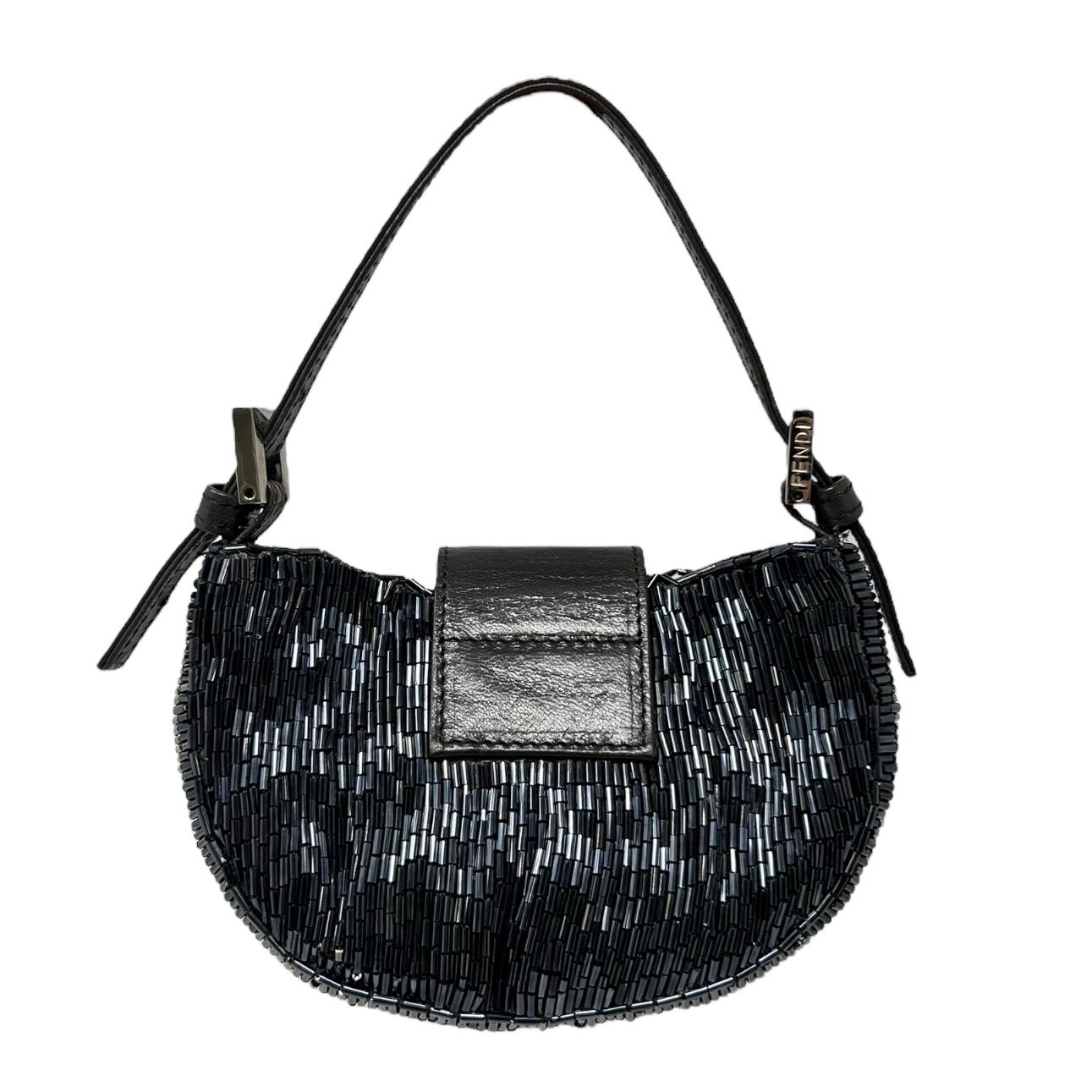 Fendi Black Beaded Croissant Bag