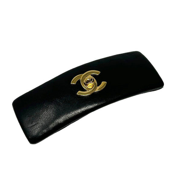 Chanel Black Turn Lock Hair Clip