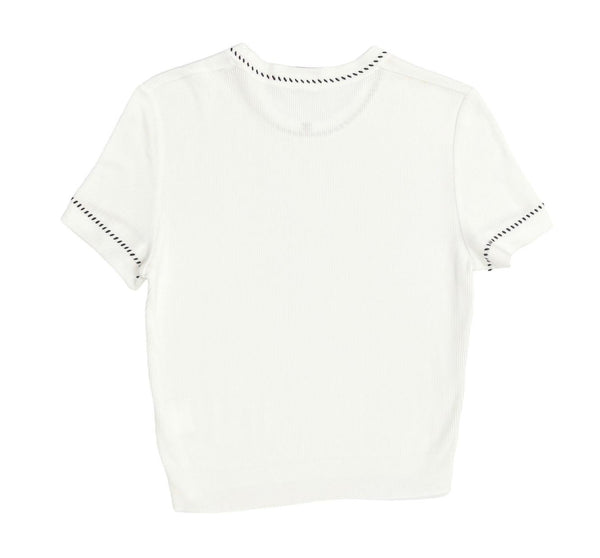 Chanel White Ribbed Logo Top