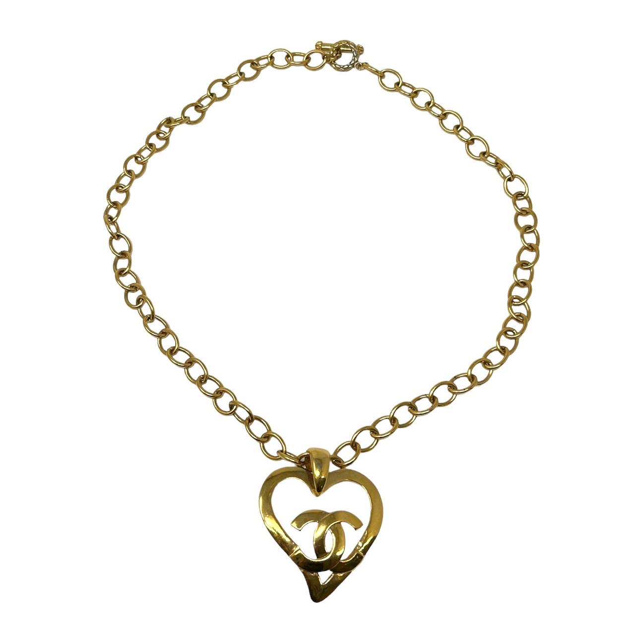 Chanel Jumbo Gold Heart Logo Chain