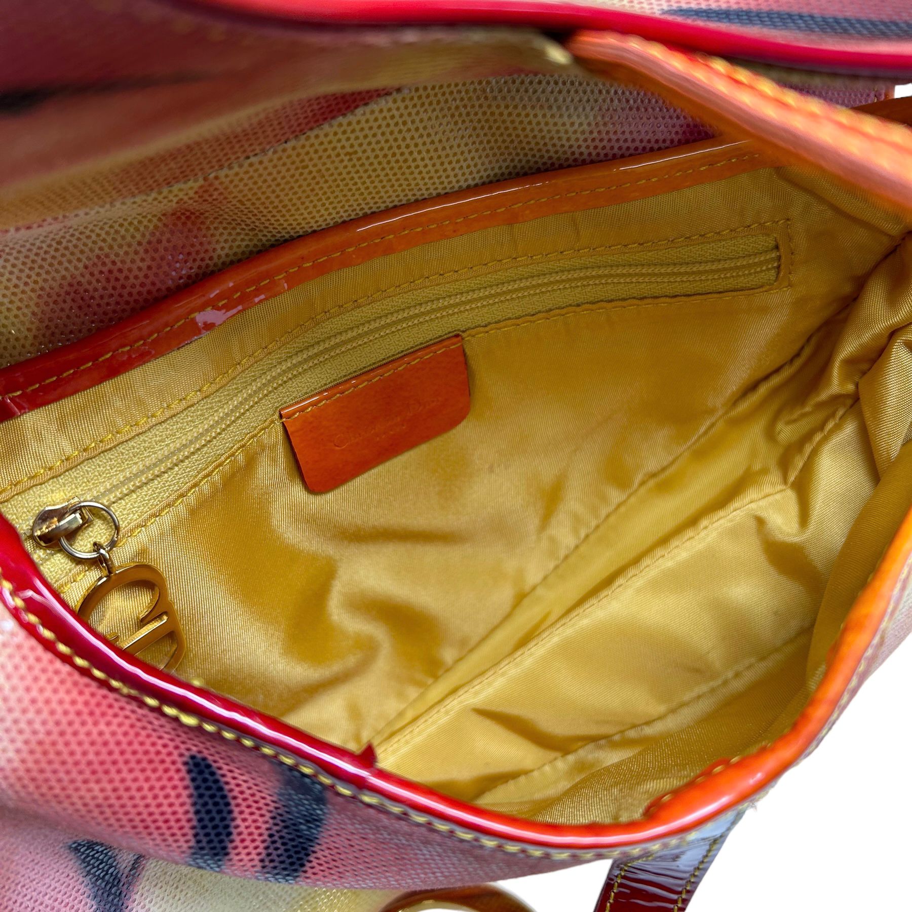 Dior Orange Print Saddle Bag