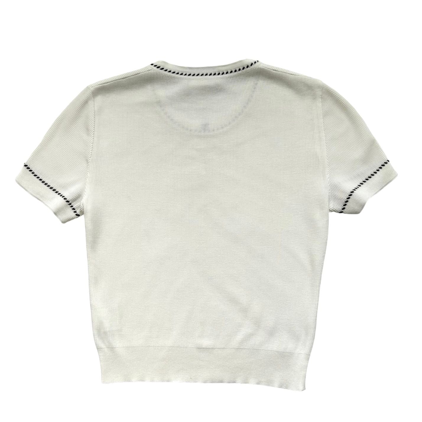 Chanel White Ribbed Logo Top