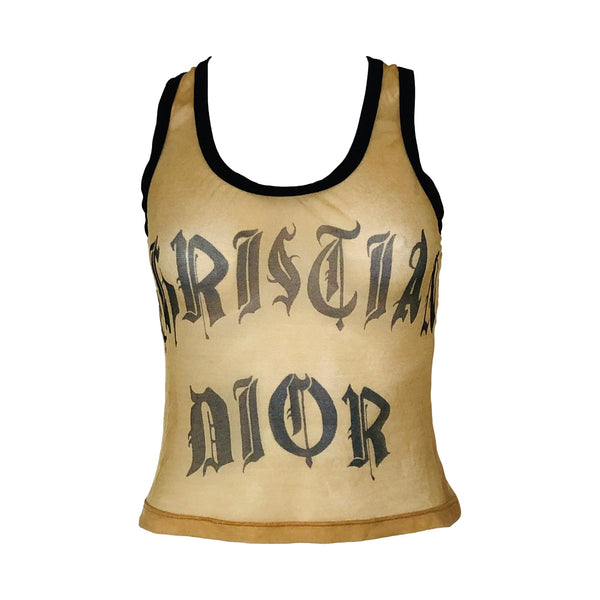 Dior Gothic Sheer Logo Tank