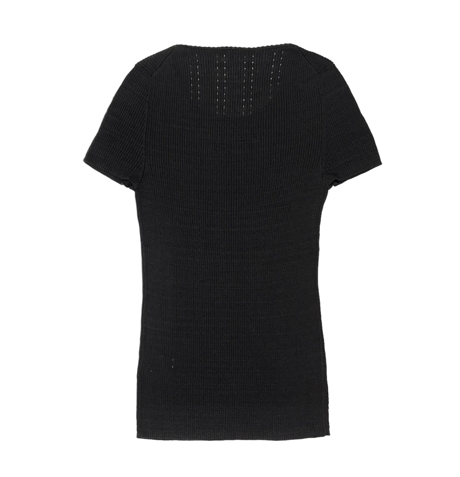 Chanel Black Ribbed Logo Top