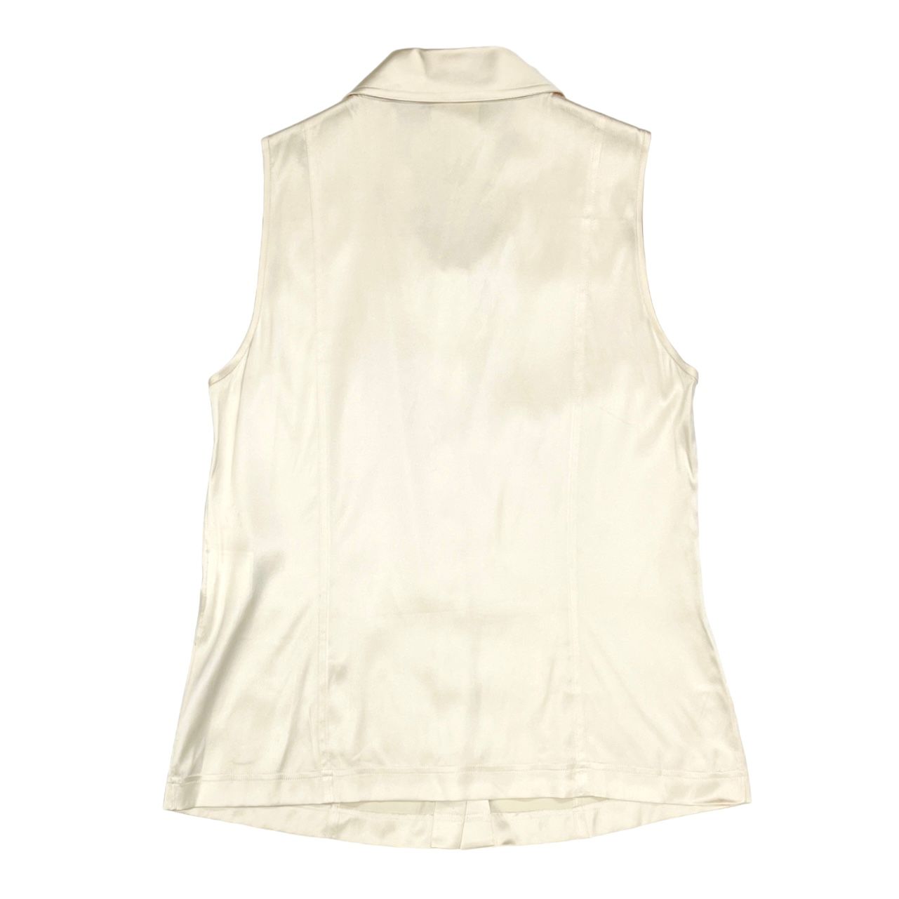 Chanel White Silk Button Tank