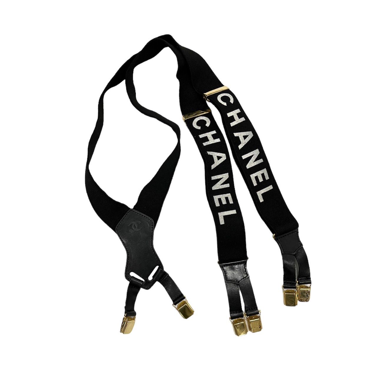 Sold at Auction: Chanel Suspenders Black White