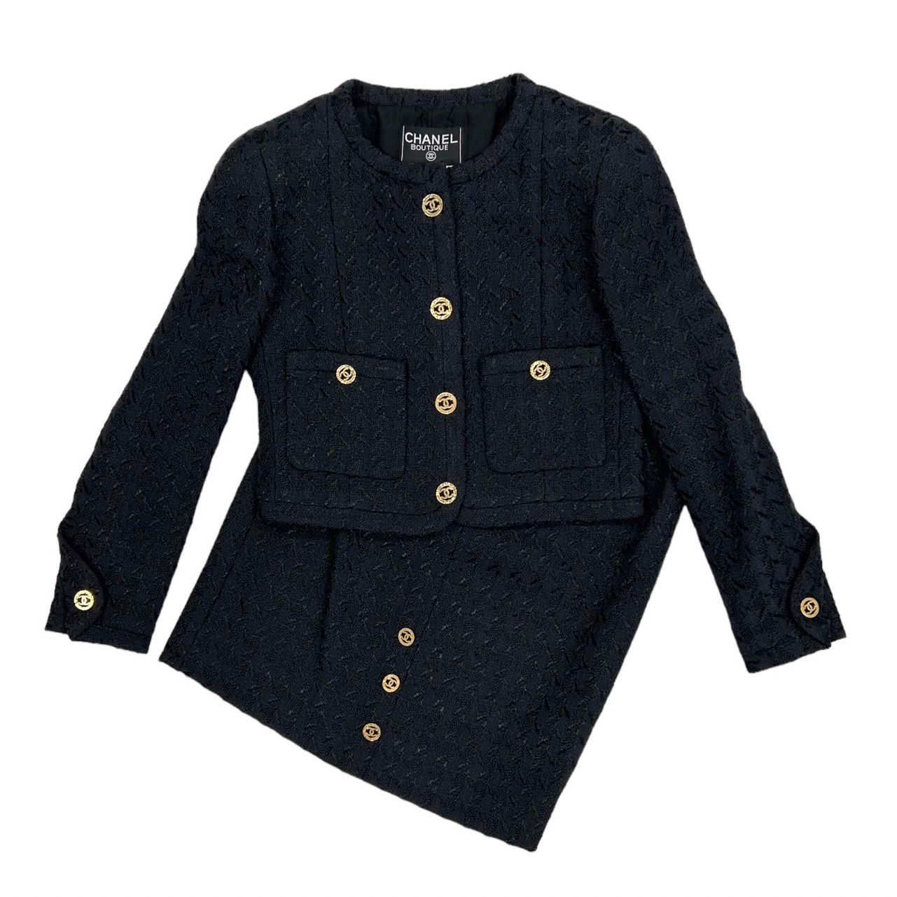 Chanel Navy Cropped Skirt Set