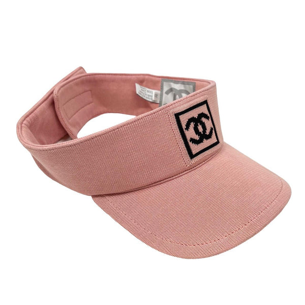 Chanel Pink Knit Logo Visor