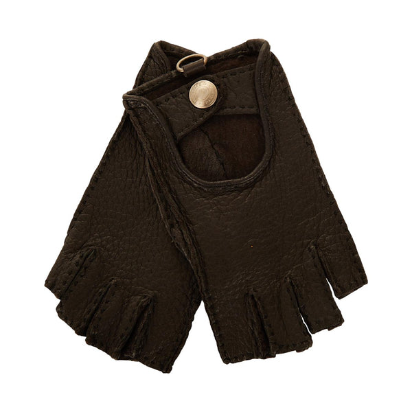 Hermes Black Leather Fingerless Gloves