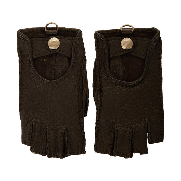 Hermes Black Leather Fingerless Gloves