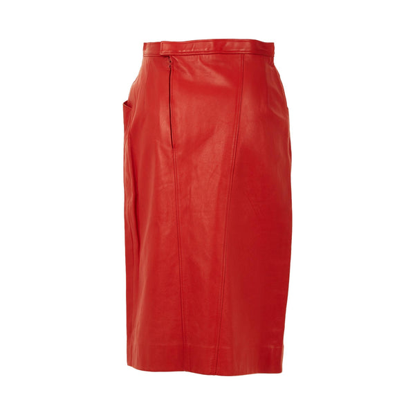Chanel Red Leather Skirt