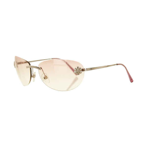 Chanel Pink Camelia Logo Rimless Sunglasses