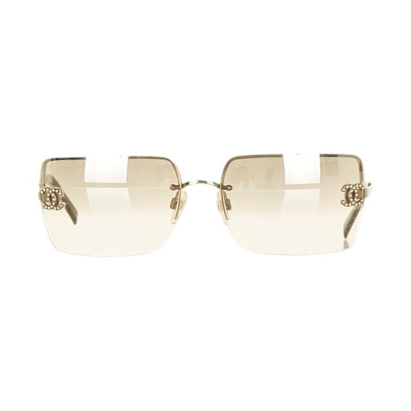Chanel Silver Rhinestone Rimless Sunglasses